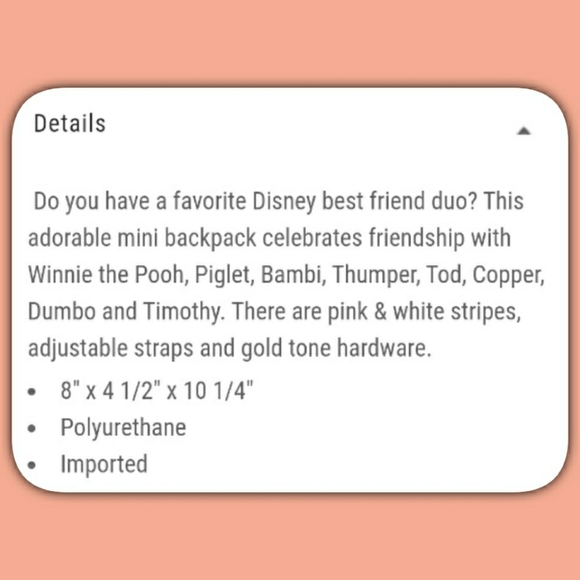 Loungefly Disney Best Friends Stripe Mini Backpack - Picture 7 of 7